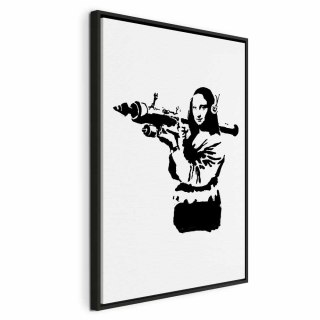 Obraz - Banksy Mona Lisa with Rocket Launcher (1-częściowy) pionowy 40x60 W ramie drewnianej czarnej