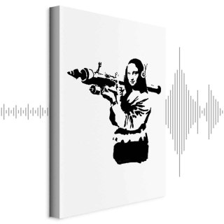 Obraz - Banksy Mona Lisa with Rocket Launcher (1-częściowy) pionowy 80x120 Akustyczny