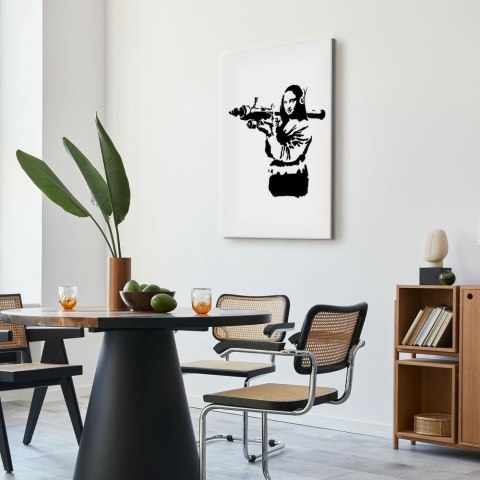 Obraz - Banksy Mona Lisa with Rocket Launcher (1-częściowy) pionowy 80x120 Akustyczny