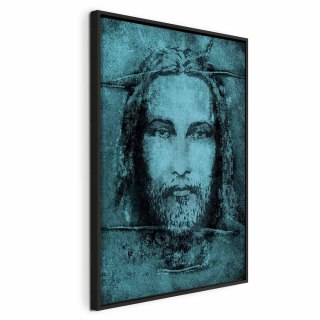 Obraz - Całun Turyński w turkusie (1-częściowy) pionowy 40x60 W ramie drewnianej czarnej