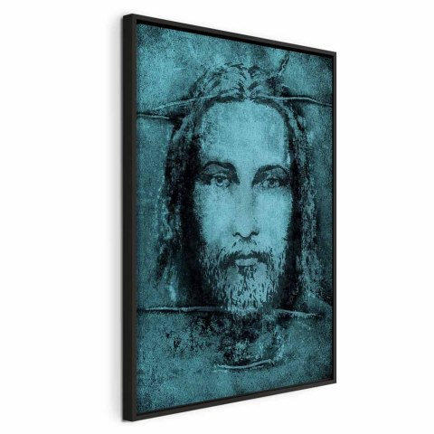 Obraz - Całun Turyński w turkusie (1-częściowy) pionowy 40x60 W ramie drewnianej czarnej