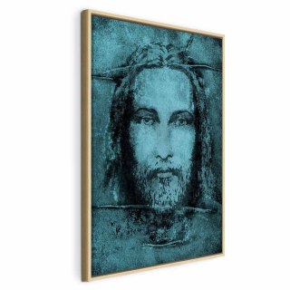 Obraz - Całun Turyński w turkusie (1-częściowy) pionowy 40x60 W ramie drewnianej naturalnej