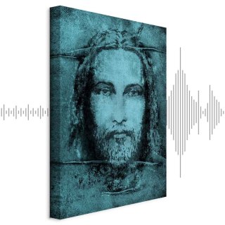 Obraz - Całun Turyński w turkusie (1-częściowy) pionowy 80x120 Akustyczny