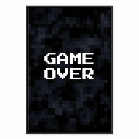 Obraz - Game Over w pikselach 40x60 W ramie drewnianej czarnej