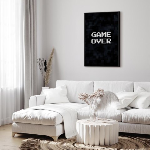 Obraz - Game Over w pikselach 60x90 W ramie drewnianej czarnej