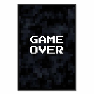 Obraz - Game Over w pikselach 80x120 W ramie drewnianej czarnej