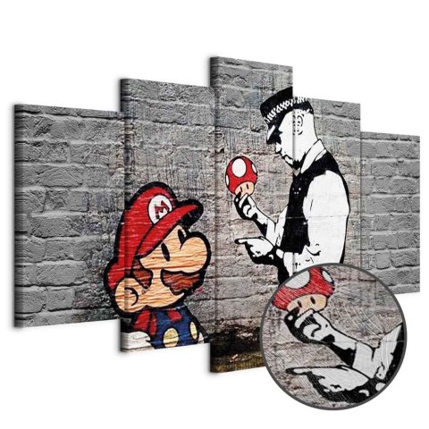 Obraz - Super Mario Mushroom Cop (Banksy) 200x100 Premium Print