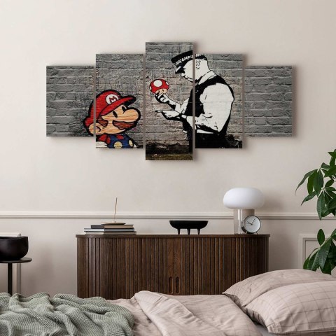 Obraz - Super Mario Mushroom Cop (Banksy) 200x100 Standard