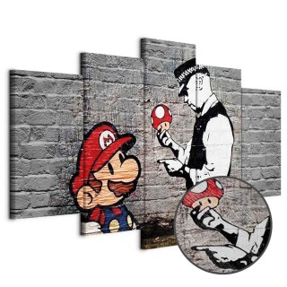 Obraz - Super Mario Mushroom Cop (Banksy) 225x112.5 Premium Print