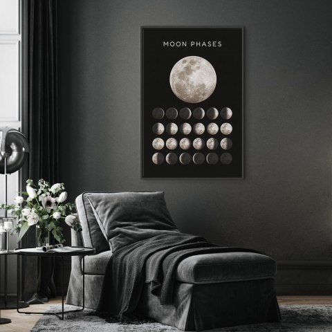 Obraz - Fazy księżyca (1-częściowy) pionowy 60x90 W ramie drewnianej czarnej