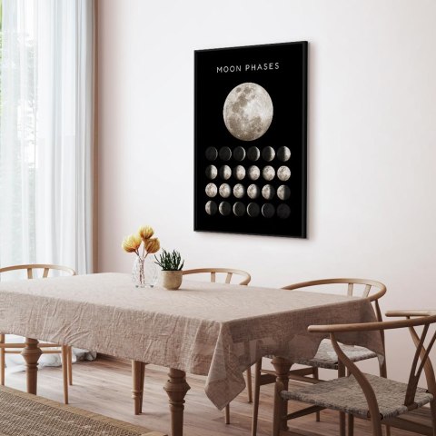 Obraz - Fazy księżyca (1-częściowy) pionowy 60x90 W ramie drewnianej czarnej