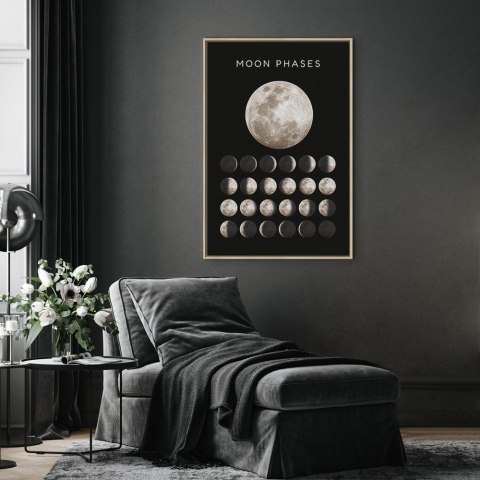 Obraz - Fazy księżyca (1-częściowy) pionowy 80x120 W ramie drewnianej naturalnej