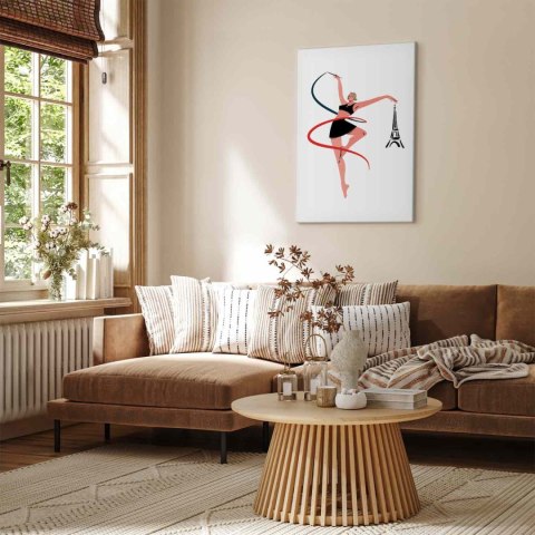 Obraz - Gimnastyka artystyczna - ilustracja kobiety z szarfą 20x30 Premium Print