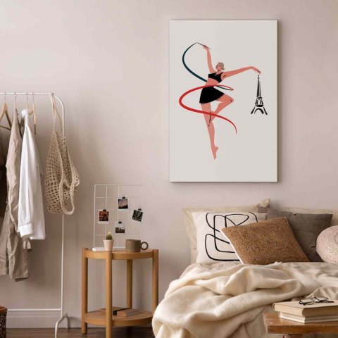 Obraz - Gimnastyka artystyczna - ilustracja kobiety z szarfą 20x30 Premium Print