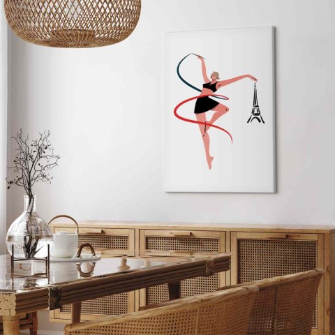 Obraz - Gimnastyka artystyczna - ilustracja kobiety z szarfą 20x30 Premium Print
