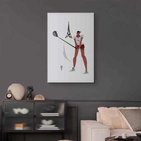 Obraz - Golfistka z wieżą Eiffla w tle - ilustracja 20x30 Standard
