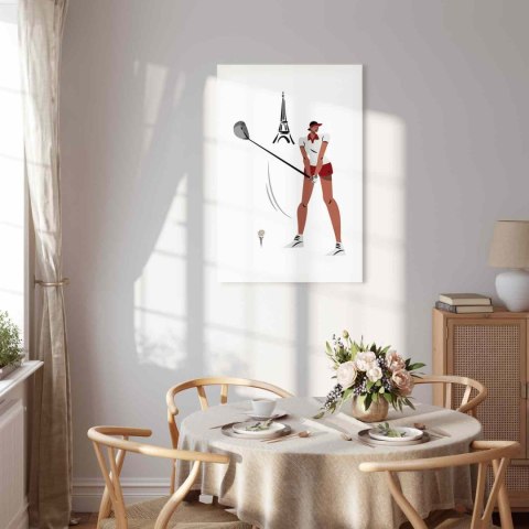 Obraz - Golfistka z wieżą Eiffla w tle - ilustracja 60x90 Standard