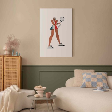 Obraz - Tenisistka z rakietą na jasnym tle - ilustracja 20x30 Premium Print
