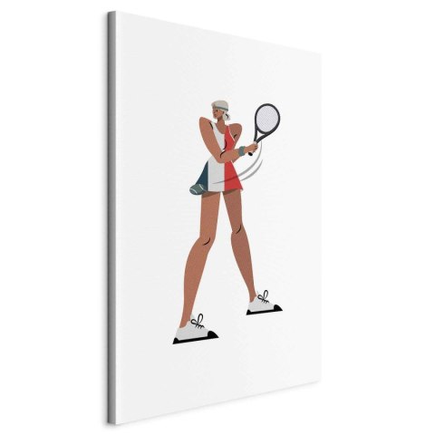 Obraz - Tenisistka z rakietą na jasnym tle - ilustracja 40x60 Na płótnie włoskim