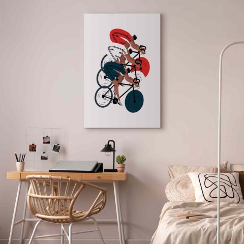 Obraz - Wyścig kolarski, zawodnicy na jasnym tle - ilustracja 20x30 Premium Print