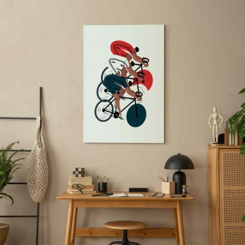Obraz - Wyścig kolarski, zawodnicy na jasnym tle - ilustracja 20x30 Premium Print