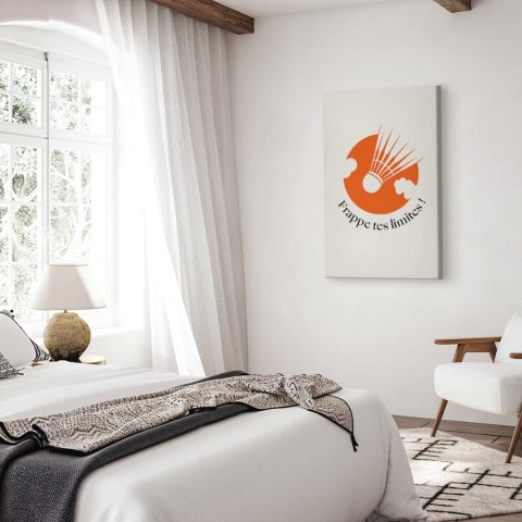 Obraz - Lotka do badmintona na tle pomarańczowego koła 40x60 Standard