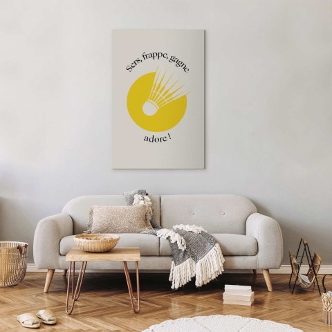 Obraz - Lotka do badmintona na tle żółtego koła 40x60 Standard