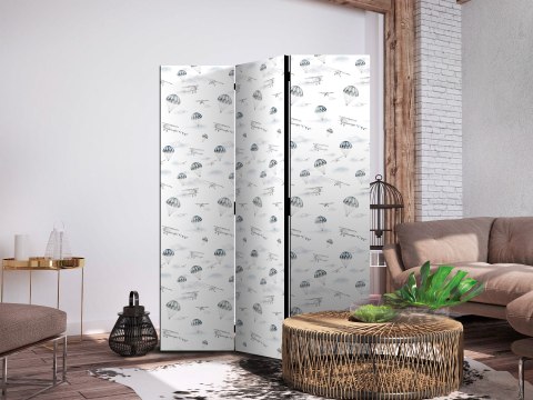 Parawan - Akwarela - pokaz samolotów na jasnym niebie z delikatnymi chmurkami 135x172 Jednostronny