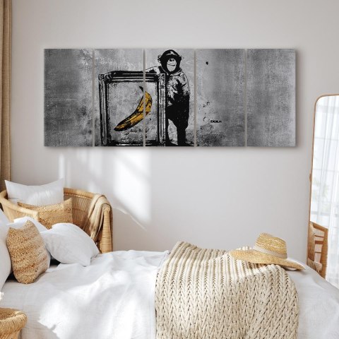 Obraz - Banksy: Małpa z ramą 200x80 Premium Print