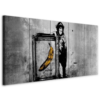 Obraz - Banksy: Małpa z ramą 225x90 Na płótnie włoskim