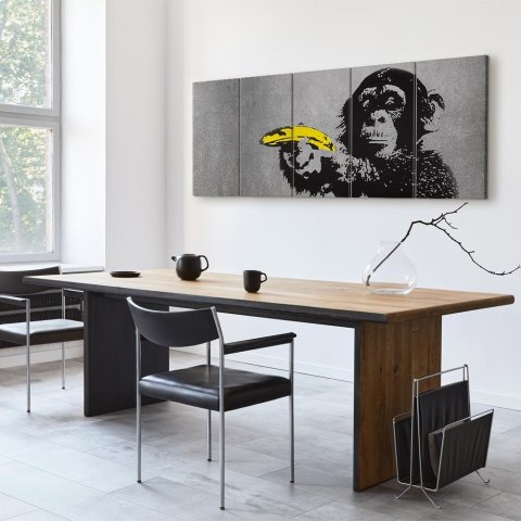 Obraz - Małpa i banan 200x80 Na płótnie włoskim