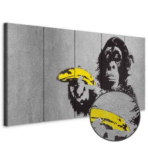 Obraz - Małpa i banan 225x90 Premium Print