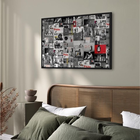 Obraz - Street Art: Banksy 120x80 W ramie drewnianej czarnej
