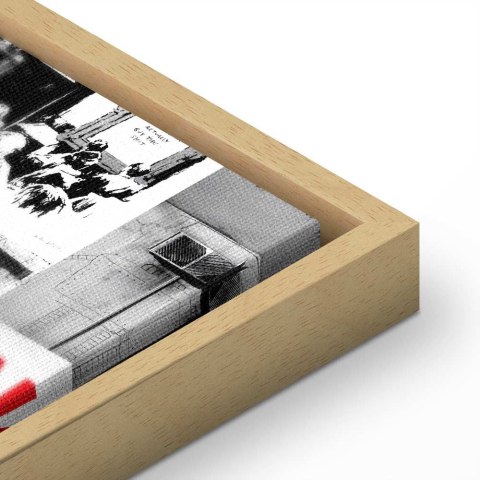 Obraz - Street Art: Banksy 120x80 W ramie drewnianej naturalnej