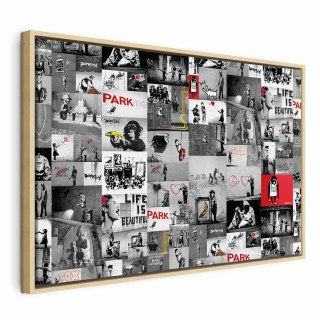 Obraz - Street Art: Banksy 60x40 W ramie drewnianej naturalnej