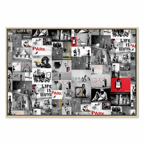 Obraz - Street Art: Banksy 60x40 W ramie drewnianej naturalnej