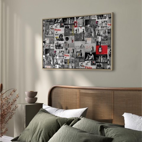 Obraz - Street Art: Banksy 60x40 W ramie drewnianej naturalnej
