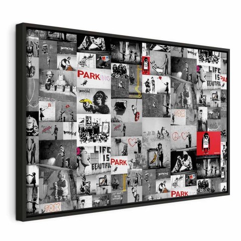 Obraz - Street Art: Banksy 90x60 W ramie drewnianej czarnej