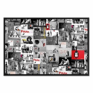 Obraz - Street Art: Banksy 90x60 W ramie drewnianej czarnej
