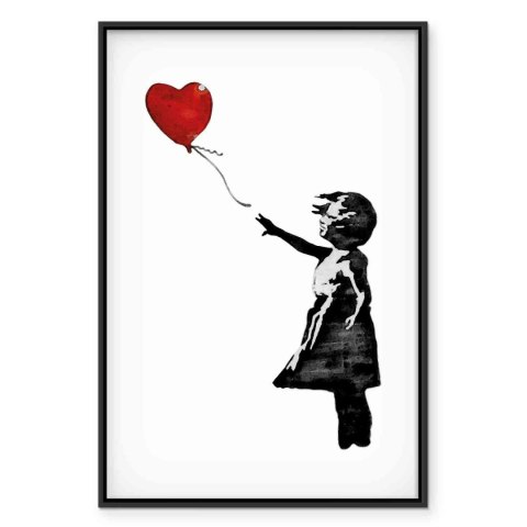 Obraz - Banksy: Dziewczynka z balonem (1-częściowy) pionowy 60x90 W ramie drewnianej czarnej
