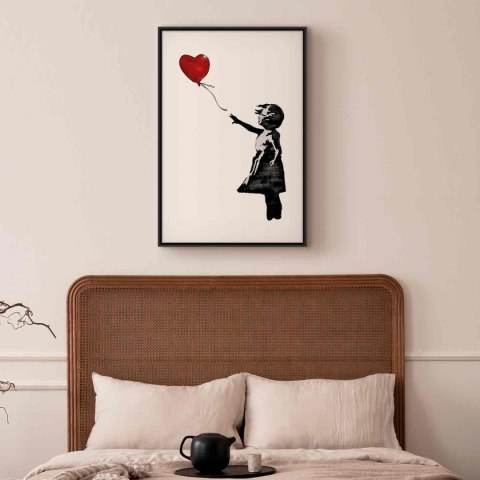 Obraz - Banksy: Dziewczynka z balonem (1-częściowy) pionowy 60x90 W ramie drewnianej czarnej