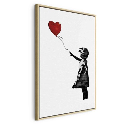 Obraz - Banksy: Dziewczynka z balonem (1-częściowy) pionowy 60x90 W ramie drewnianej naturalnej