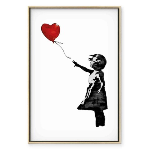 Obraz - Banksy: Dziewczynka z balonem (1-częściowy) pionowy 80x120 W ramie drewnianej naturalnej
