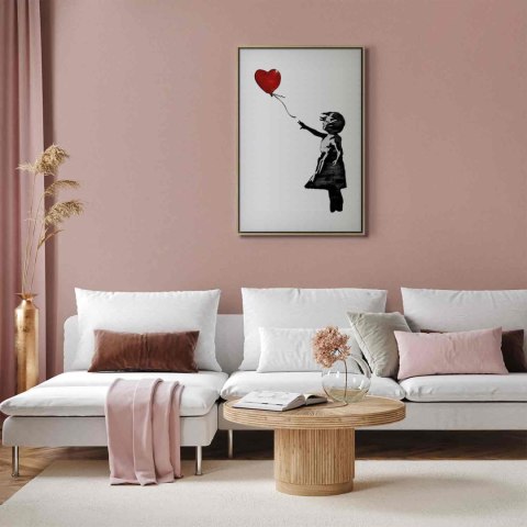 Obraz - Banksy: Dziewczynka z balonem (1-częściowy) pionowy 80x120 W ramie drewnianej naturalnej