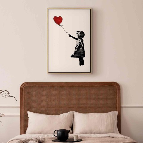 Obraz - Banksy: Dziewczynka z balonem (1-częściowy) pionowy 80x120 W ramie drewnianej naturalnej