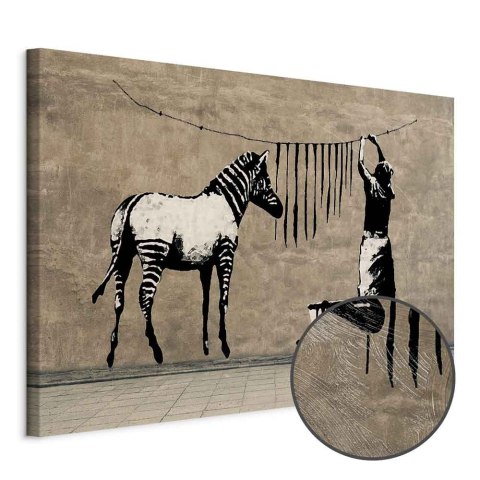 Obraz - Banksy: Pranie zebry na betonie (1-częściowy) szeroki 120x80 Premium Print