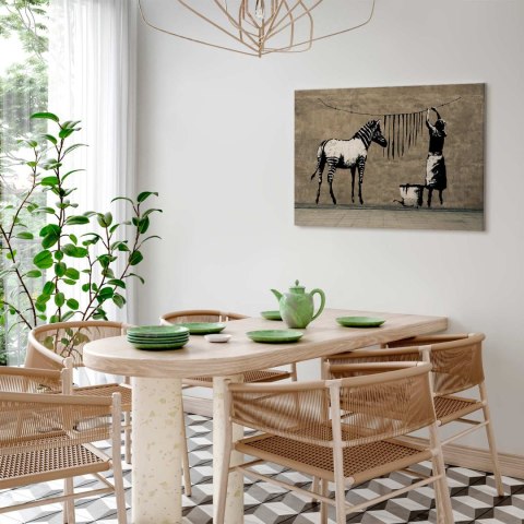 Obraz - Banksy: Pranie zebry na betonie (1-częściowy) szeroki 120x80 Premium Print