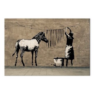 Obraz - Banksy: Pranie zebry na betonie (1-częściowy) szeroki 120x80 Standard