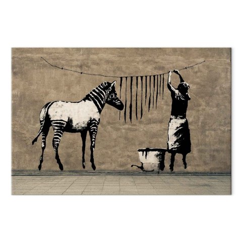 Obraz - Banksy: Pranie zebry na betonie (1-częściowy) szeroki 120x80 Standard