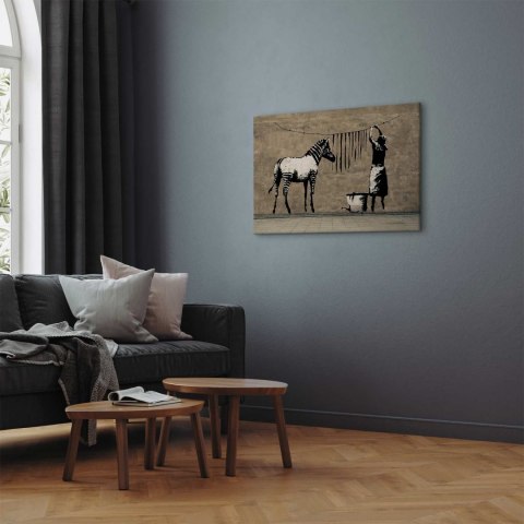 Obraz - Banksy: Pranie zebry na betonie (1-częściowy) szeroki 120x80 Standard